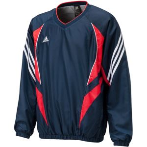 アディダスジャパン adidas（アディダス） Basic Vネック ウィンドジャケット長袖 裏起毛 WD732 カレッジネイビー×ハイレスレッド S