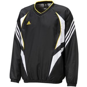 アディダスジャパン adidas（アディダス） Basic Vネック ウィンドジャケット長袖 裏起毛 WD732 ブラック×ホワイト XO