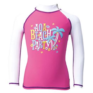 鬼怒川 AQA(アクア) UV DRY ラッシュガード ロング ジュニア KW4422H ピンク×ホワイト 90