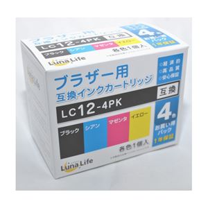 ワールドビジネスサプライ 【Luna Life】 ブラザー用 互換インクカートリッジ LC12-4PK 4本パック LN BR12/4P