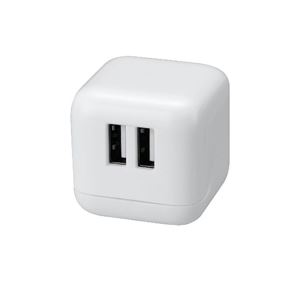 GREENHOUSE 高出力2.1A コンパクトAC-USB充電器 「ピコキューブ」 ホワイト GH-AC-U2CW