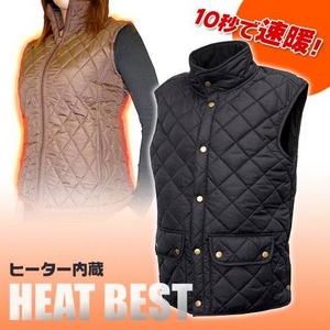 ヒーター内蔵 ヒートベスト レディース M ブラウン 【10秒で速暖】ヒーター内蔵　ヒートベスト