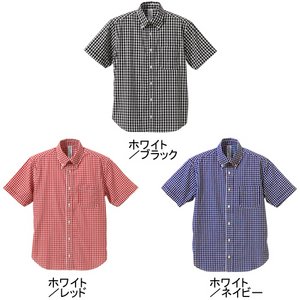 クールマックスボタンダウンショートスリーブチェックシャツ　CB1274　ホワイト/ネイビー Lサイズ　