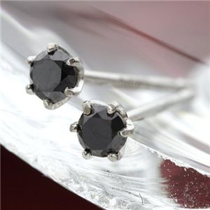 K18WG ブラックダイヤモンドピアス