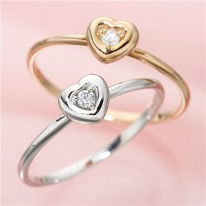 K10ハートダイヤモンドリング ホワイトゴールド 15号 - 拡大画像