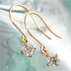 K18ピンクゴールド 0.2ctダイヤモンドフックピアス 