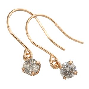 K18ピンクゴールド 0.2ctダイヤモンドフックピアス 