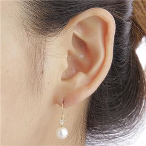 K18あこや本真珠ダイヤモンドフックピアス 