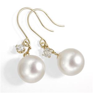 K18あこや本真珠ダイヤモンドフックピアス 