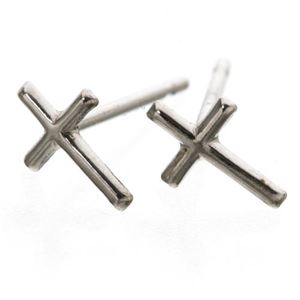 Pt900 プラチナ モチーフピアス クロス