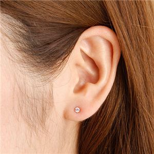 K18PGダイヤモンドカットピンクサファイアピアス スタッド K18PGダイヤモンドカットピンクサファイアピアス