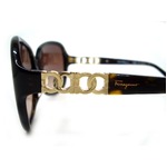 ガンチーニのクロスモデル★フェラガモサングラス「ダークデミブラウン×【Ferragamo】ゴールドロゴ＆モチーフ」