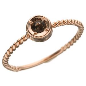 K10PG縄目天然石リング チョコ留め　スモーキークオーツ 5号