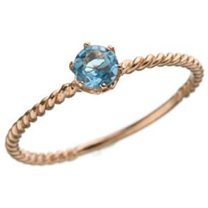 K10PG縄目天然石リング ６本爪　ブルートパーズ 9号