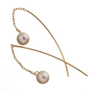 カラーパールアメリカンピアス　ピンクゴールドピンクパール