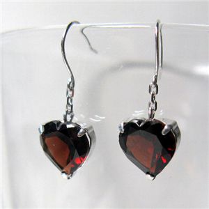 K10WG 大粒天然ジュエル（ガーネット）ハートカットスイングピアス 2468-K10WG ホワイトゴールド