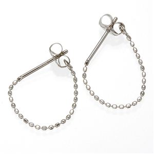 Pt（プラチナ） 繊細フープピアス カットボールチェーンピアス 