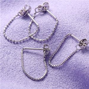 Pt（プラチナ） 繊細フープピアス カットボールチェーンピアス 