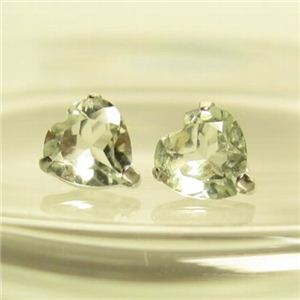 グリーンアメジスト大粒ハート&ラウンドピアス 直結 ハート