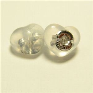 K10ハート＆星ダブルロックキャッチ ハート K10ホワイトゴールド【2個セット】