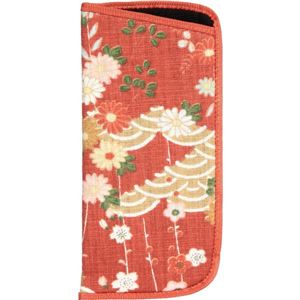 ソフトメガネケース 和柄 レッド