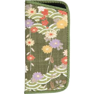ソフトメガネケース 和柄 グリーン