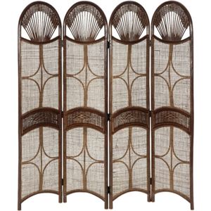 ラタンスクリーン4連 ブラウン