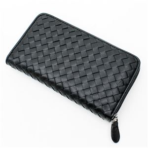 メッシュ長財布（レザー） ブラック