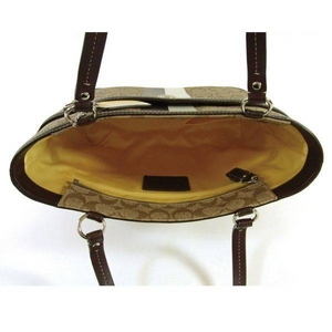 COACH（コーチ） トートバッグ チェルシー ヘリテージ ストライプ ブラウン 14477