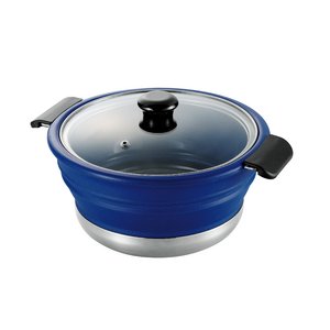 シリコンたためる鍋　ブルー