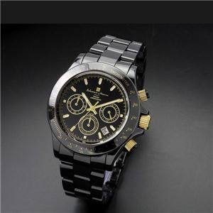 Salvatore Marra（サルバトーレ マーラ） セラミック クロノグラフメンズウォッチ ブラック（ゴールド） SM12101-BKG