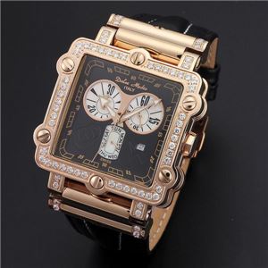 Dolce Medio（ドルチェ・メディオ） DM8018QZPGBK ブラック×ピンクゴールド＆ブラック 腕時計