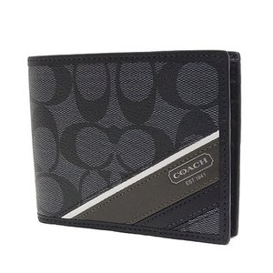 【COACH　OUTLET】コーチ メンズ ヘリテージ ストライプ パスケースID ウォレット/二つ折り財布　F74236　BK/CQ