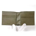 【現品限り】BOTTEGA VENETA（ボッテガヴェネタ） 2つ折り札入れ クロコダイル カーキ 113993 【新品同様】