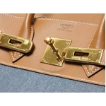 【現品限り】HERMES（エルメス）バーキン30 トワルジーン（デニム）/ヴァッシュ ゴールド金具 G刻印【中古B】