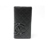 【現品限り】CHANEL（シャネル） カンボンライン 2つ折長財布 黒／黒 A26717 【中古AB】