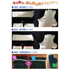 冷えとり＊重ね履き靴下　リンマーLサイズ（3足セット） 冷え性の悩みから解放！！冷えとり＊重ね履き靴下　リンマー