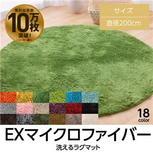 EXマイクロファイバー洗えるラグマット （直径200cm） パープル