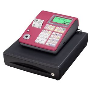 カシオ NL-300（TE-340同等品） レッド【ロールペーパー10巻、PC接続ケーブルパターンBセット】