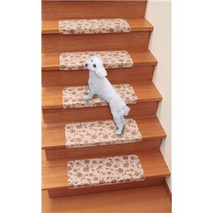 コーナー付階段マット サラサ柄 BEベージュ