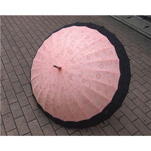 桜音符 不思議傘（桃花色に黒）