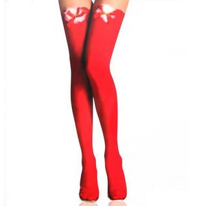 クリスマスサンタコスチューム♪ファーリボン鈴付きストッキング/レッド/コスプレ/コスチューム/衣装/c88