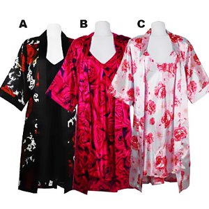 ★フラワーモチーフサテンローブ＆スリップ 【ランジェリー/コスプレ/コスチューム/衣装】05000632 -B