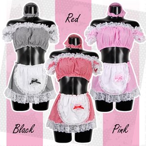 ★キュートチェックセパレートメイド 【コスプレ/コスチューム/ロリータ/ナイトランジェリー/衣装】02000121 ピンク
