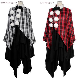 ネオケープ付 ダブルスクエアワンピース【コスプレ/コスチューム/衣装】01000635-Lサイズ ブラック