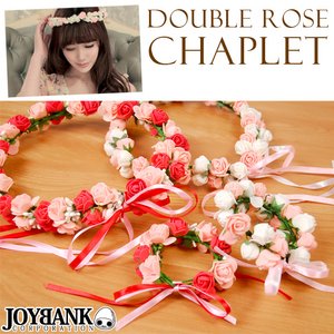 《2014春夏》ふんわりローズお花の冠とブレスレットセット【薔薇/造花/ウェディング/ヘッドドレス】KM-493 レッド