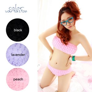 【水着】バンドゥ型チューブトップビキニ♪ぽこぽこギャザーMZ76270 ピーチ