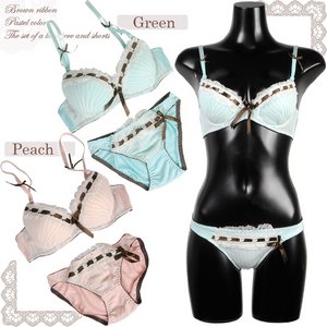 フラワーはしごレースブラ＆ショーツセット【ブラショーツセット/ナイトウェア/下着/ランジェリー/コスプレ】07000173 グリーンS