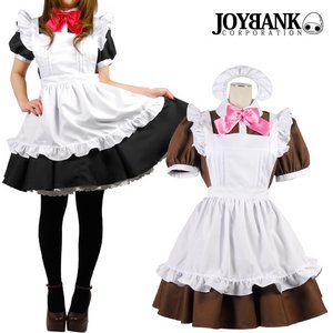 正統派☆ベーシックスタイルのリボンメイドワンピース【コスプレ/コスチューム/メイド/衣装】02000138 ブラウンLサイズ