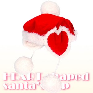 ポンポンが可愛い♪ハートモチーフサンタキャップ【帽子/サンタ/クリスマス/コスチューム/コスプレ小物/アイテム】09000277